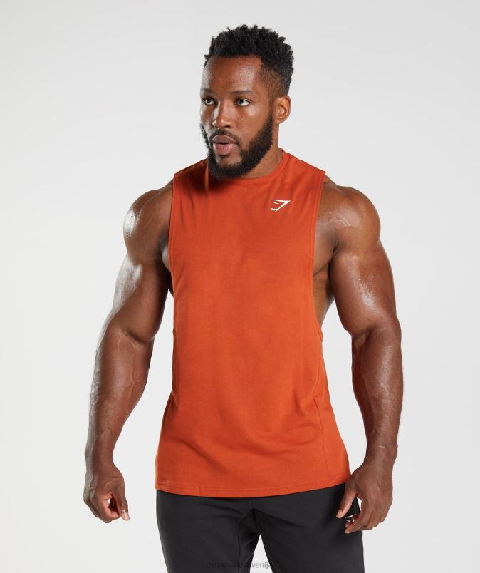 React drop arm tank moškiGymshark kajensko rdeče J00L2942