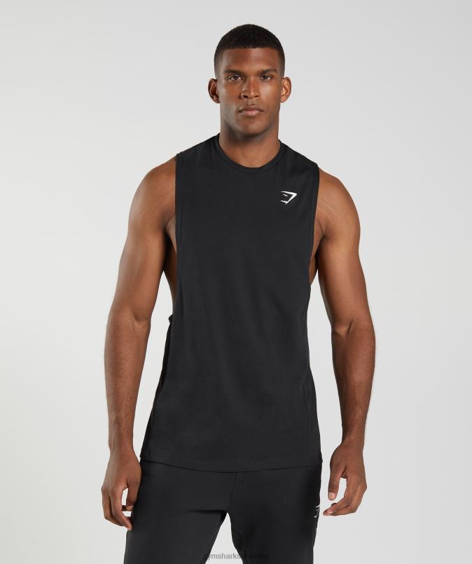 React drop arm tank moškiGymshark Črna J00L2885