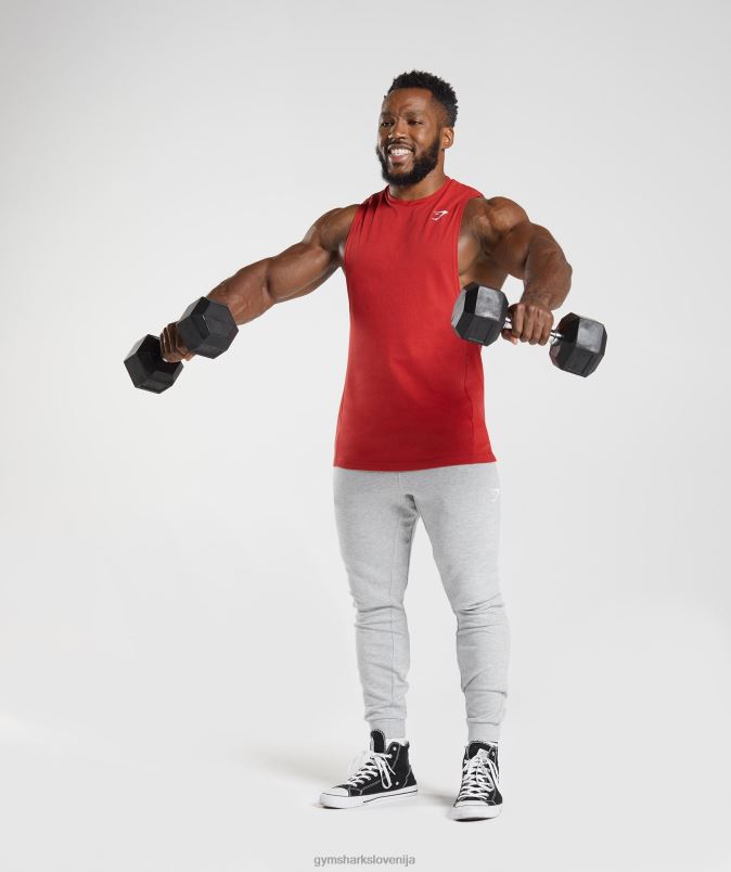 React drop arm tank moškiGymshark salsa rdeča J00L2966