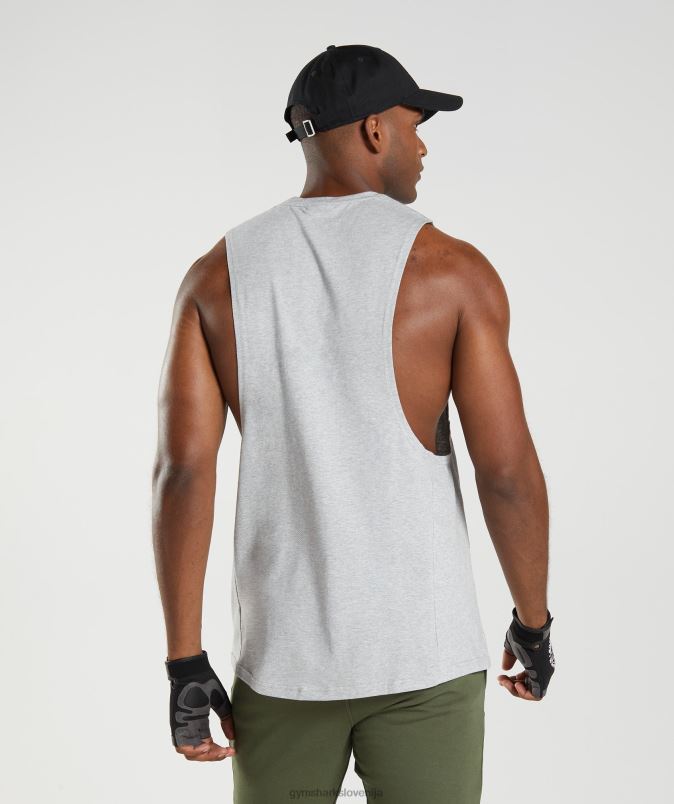 React drop arm tank moškiGymshark svetlo sivi jedrni lapor J00L2888