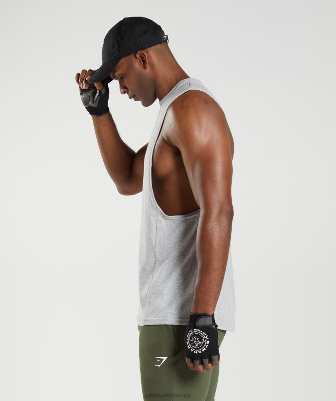 React drop arm tank moškiGymshark svetlo sivi jedrni lapor J00L2888