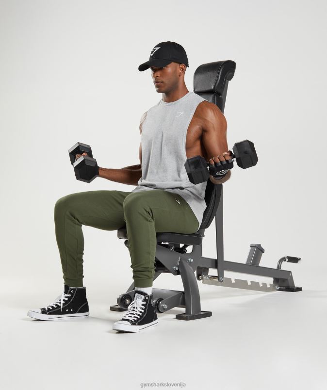 React drop arm tank moškiGymshark svetlo sivi jedrni lapor J00L2888