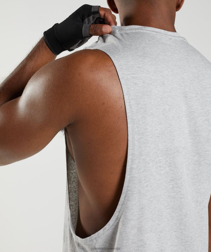 React drop arm tank moškiGymshark svetlo sivi jedrni lapor J00L2888