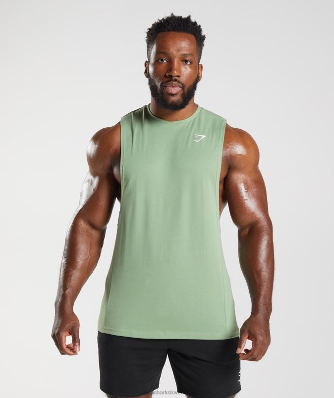 React drop arm tank moškiGymshark zeleni čaj J00L2970