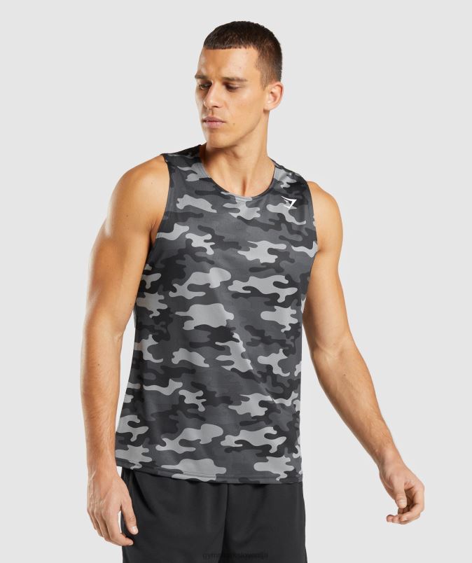 dohodni rezervoar moškiGymshark sivi tisk J00L2902