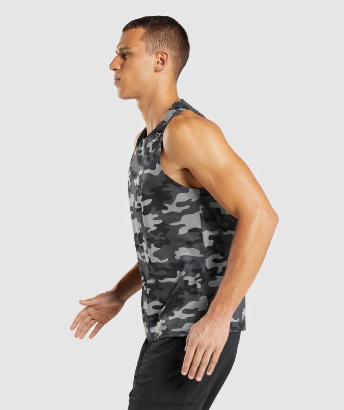 dohodni rezervoar moškiGymshark sivi tisk J00L2902