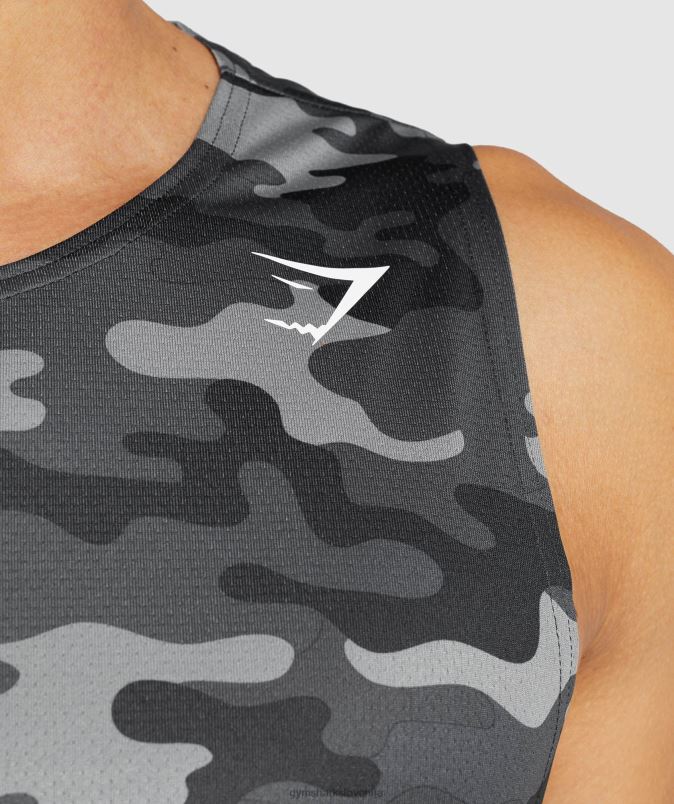dohodni rezervoar moškiGymshark sivi tisk J00L2902