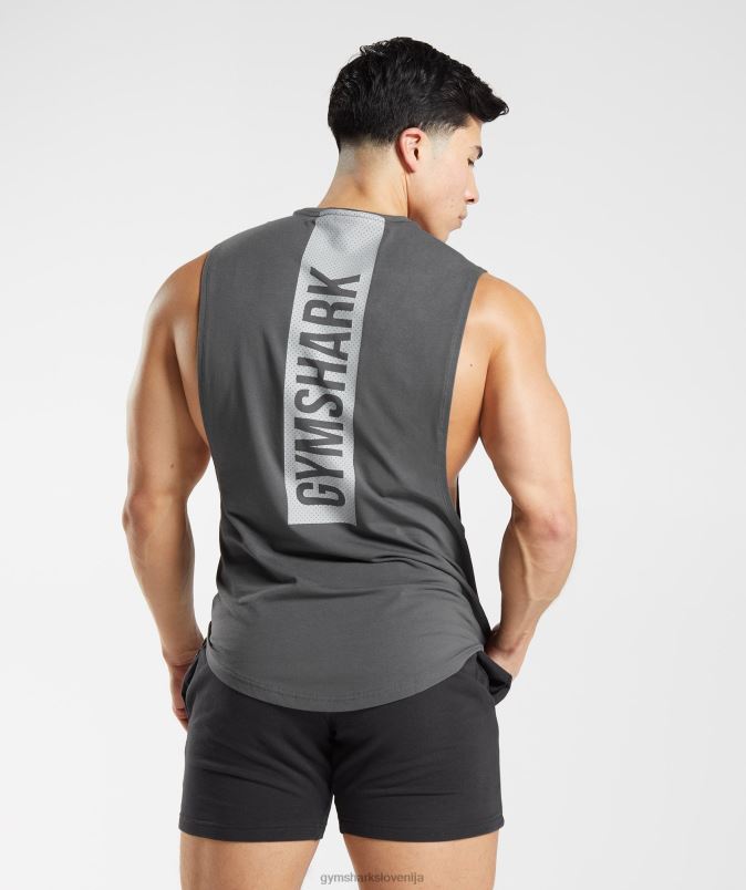 krepko spuščen rezervoar moškiGymshark silhueta siva J00L2882