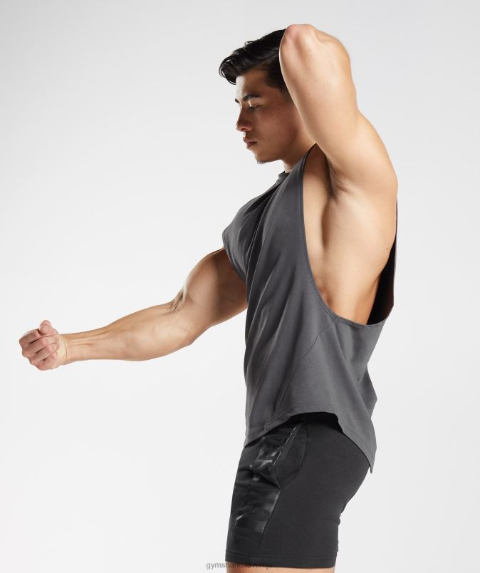 krepko spuščen rezervoar moškiGymshark silhueta siva J00L2882