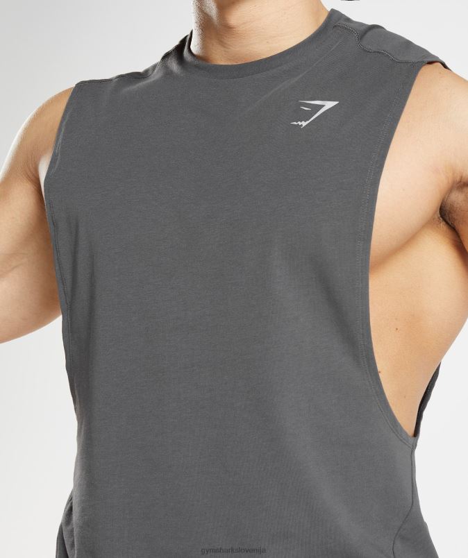 krepko spuščen rezervoar moškiGymshark silhueta siva J00L2882