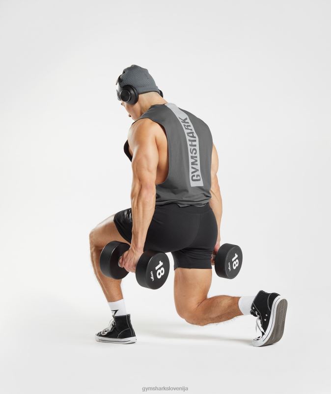 krepko spuščen rezervoar moškiGymshark silhueta siva J00L2882