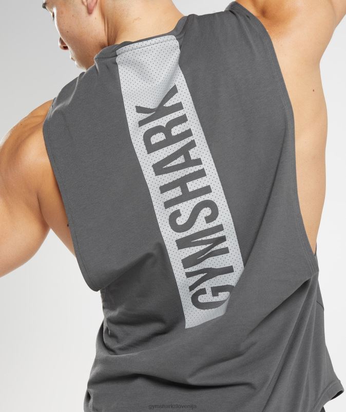 krepko spuščen rezervoar moškiGymshark silhueta siva J00L2882