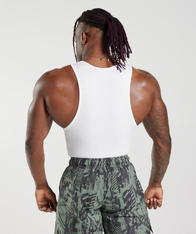 rebrasti rezervoar 3pk moškiGymshark beli/črni/kamnito sivi lapor J00L2908