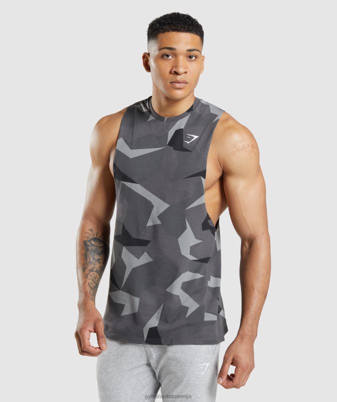 rezervoar s kritično padajočo roko moškiGymshark črni tisk J00L2949