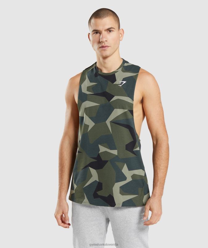 rezervoar s kritično padajočo roko moškiGymshark zeleni tisk J00L2930