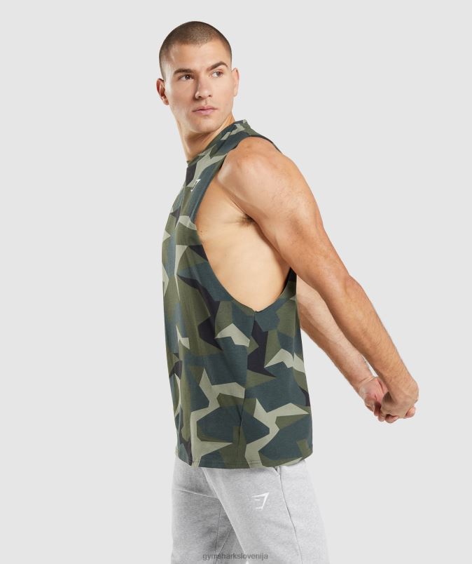 rezervoar s kritično padajočo roko moškiGymshark zeleni tisk J00L2930