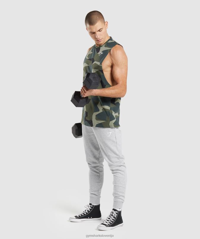 rezervoar s kritično padajočo roko moškiGymshark zeleni tisk J00L2930
