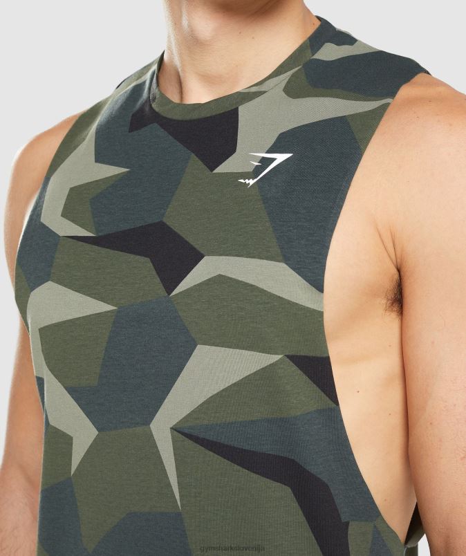 rezervoar s kritično padajočo roko moškiGymshark zeleni tisk J00L2930