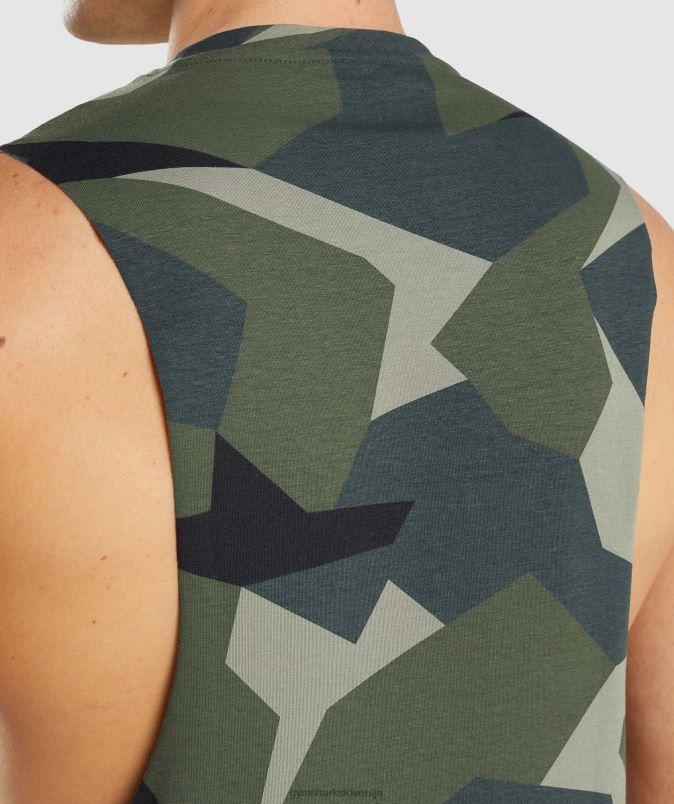 rezervoar s kritično padajočo roko moškiGymshark zeleni tisk J00L2930