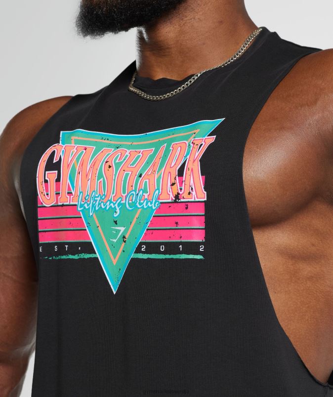 rezervoar s spuščeno roko moškiGymshark Črna J00L2891