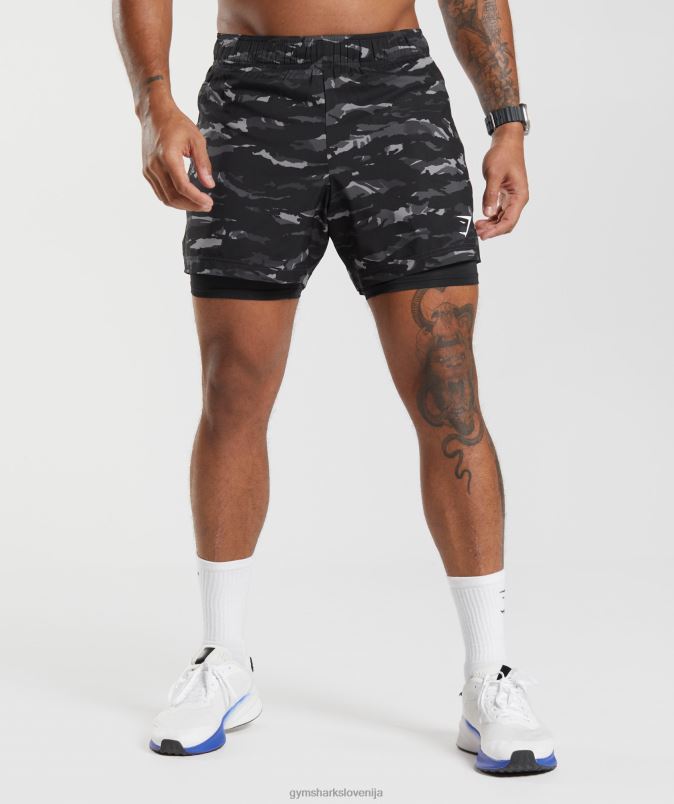 športne kratke hlače 5 2 v 1 moškiGymshark oniks siva/črna J00L2522