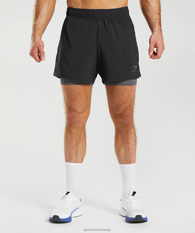športne kratke hlače 5 2 v 1 moškiGymshark črna/silhueta siva J00L2516