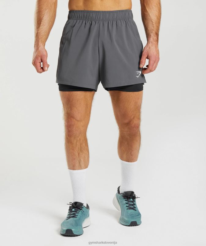 športne kratke hlače 5 2 v 1 moškiGymshark silhueta siva/črna J00L2551