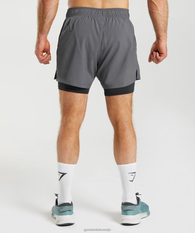 športne kratke hlače 5 2 v 1 moškiGymshark silhueta siva/črna J00L2551