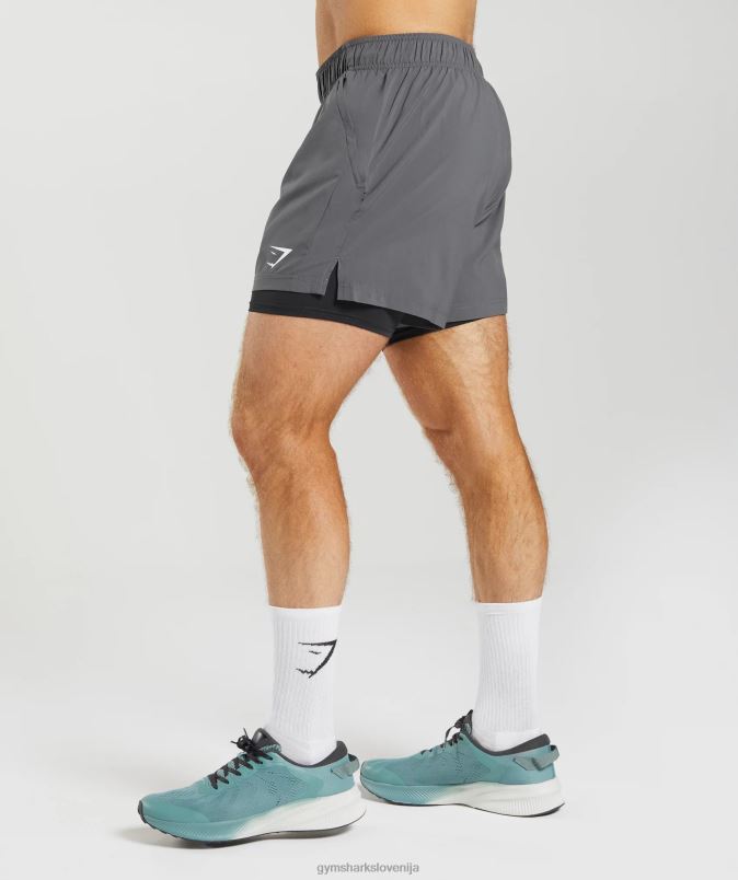 športne kratke hlače 5 2 v 1 moškiGymshark silhueta siva/črna J00L2551