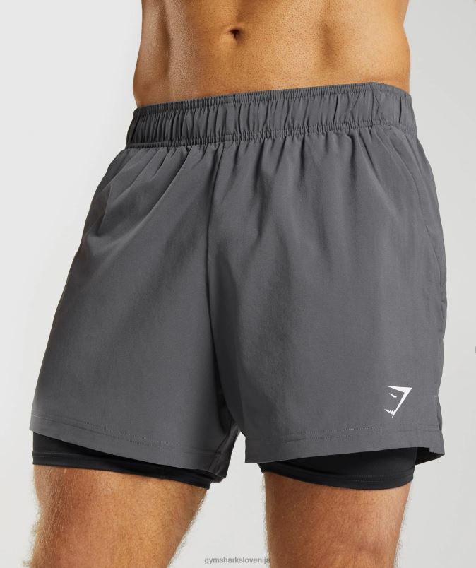športne kratke hlače 5 2 v 1 moškiGymshark silhueta siva/črna J00L2551