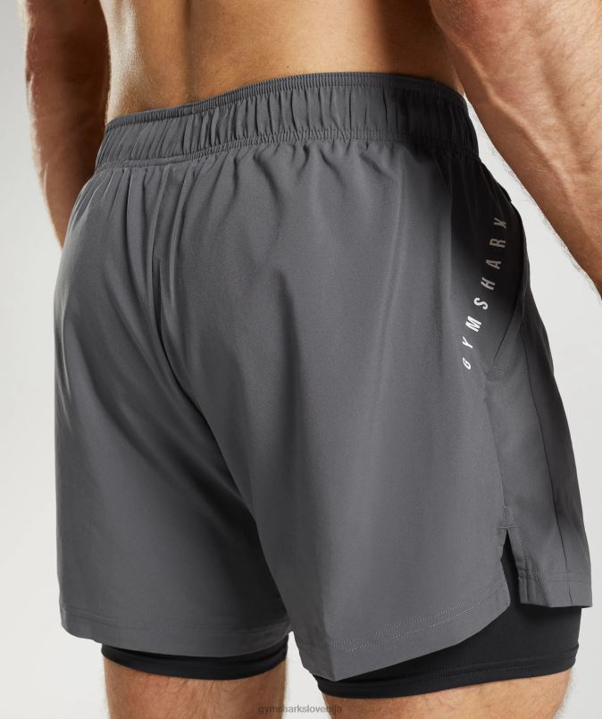 športne kratke hlače 5 2 v 1 moškiGymshark silhueta siva/črna J00L2551