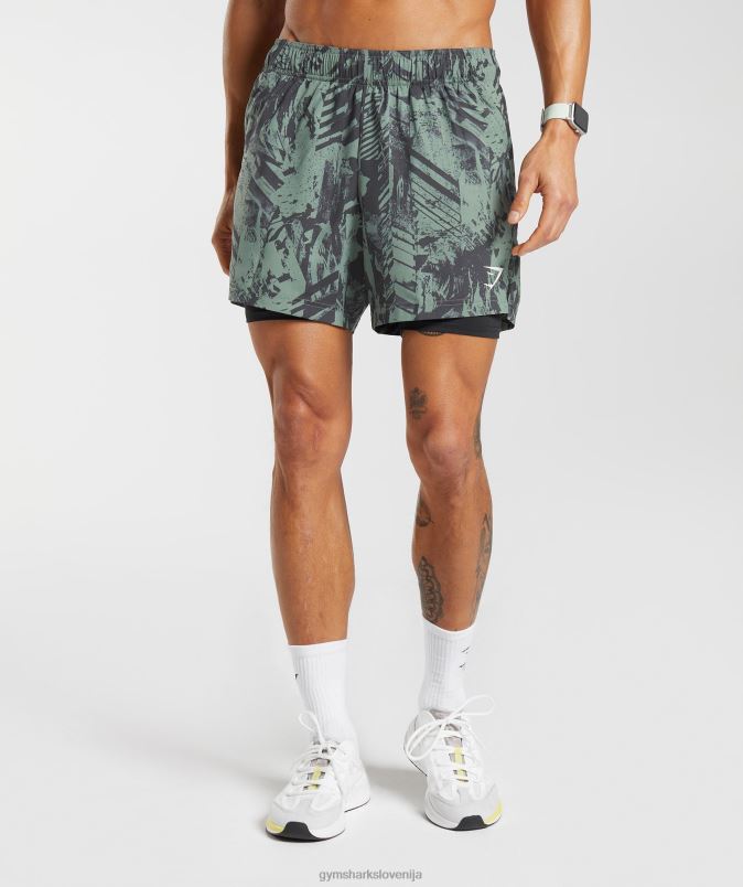 športne kratke hlače 5 2 v 1 moškiGymshark vrba zelena/črna J00L2565