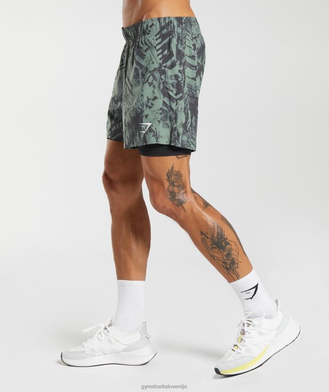športne kratke hlače 5 2 v 1 moškiGymshark vrba zelena/črna J00L2565