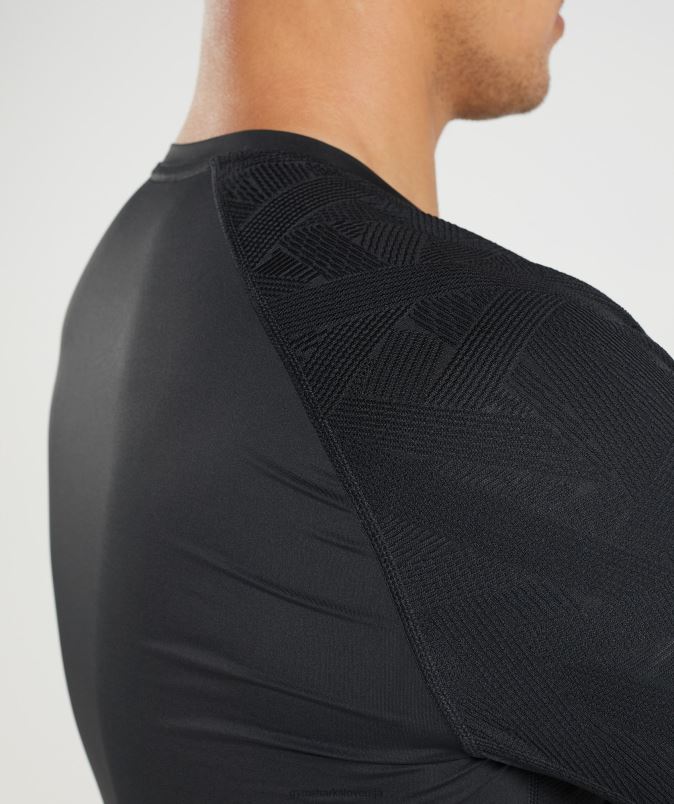315 majica z dolgimi rokavi moškiGymshark Črna J00L2622