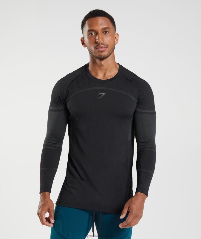 315 majica z dolgimi rokavi moškiGymshark Črna J00L2696
