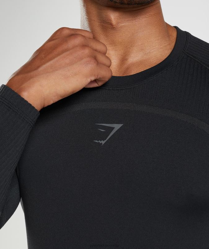 315 majica z dolgimi rokavi moškiGymshark Črna J00L2696