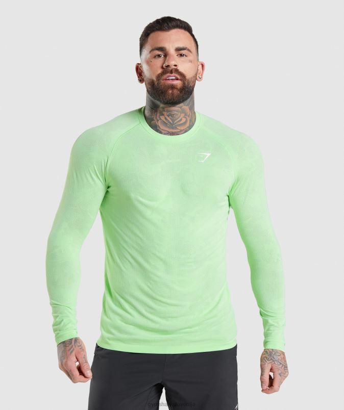 Geo brezšivna majica z dolgimi rokavi moškiGymshark bali zelena/bela J00L2663