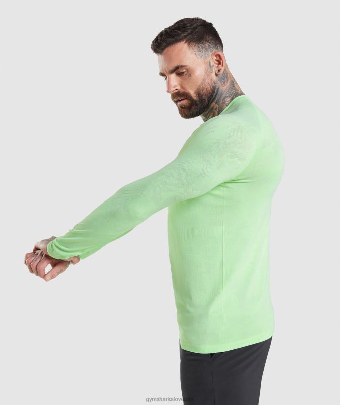Geo brezšivna majica z dolgimi rokavi moškiGymshark bali zelena/bela J00L2663