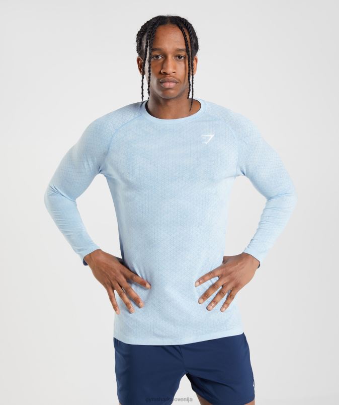 Geo brezšivna majica z dolgimi rokavi moškiGymshark bela/modra iz mesečevega kamna J00L2711