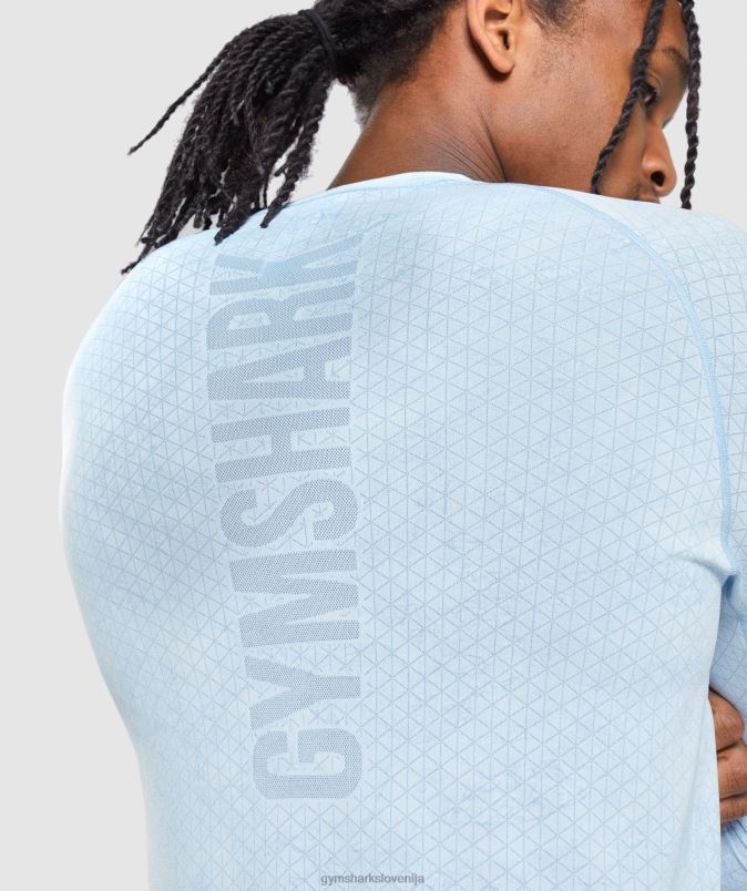 Geo brezšivna majica z dolgimi rokavi moškiGymshark bela/modra iz mesečevega kamna J00L2711
