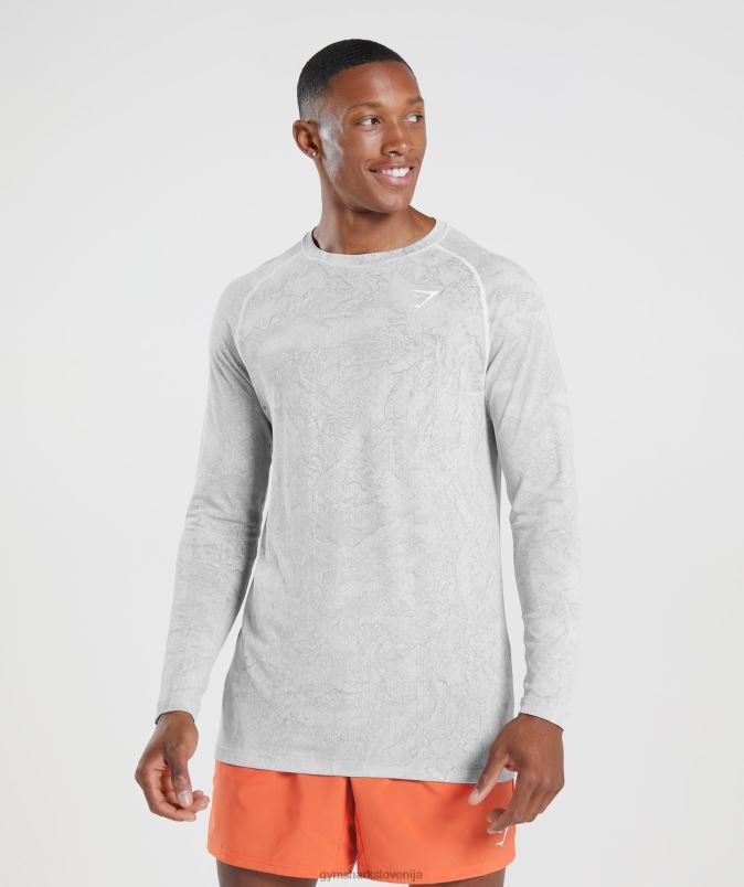 Geo brezšivna majica z dolgimi rokavi moškiGymshark bela/svetlo siva J00L2734