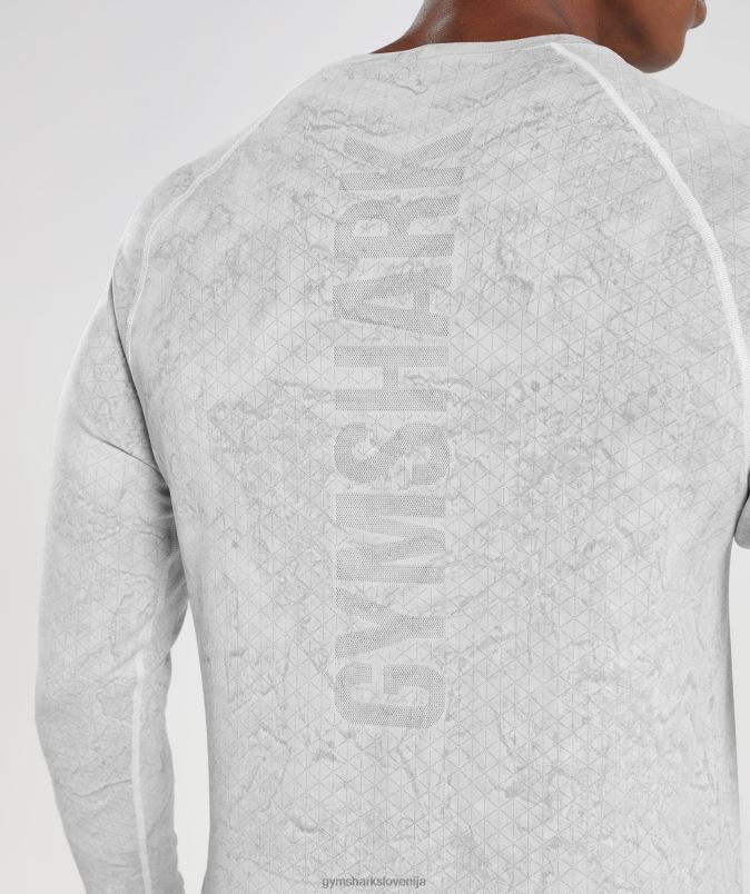 Geo brezšivna majica z dolgimi rokavi moškiGymshark bela/svetlo siva J00L2734