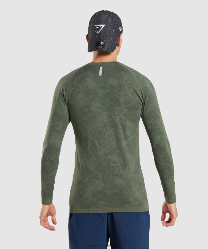 Geo brezšivna majica z dolgimi rokavi moškiGymshark jedro olivno/črno J00L2599