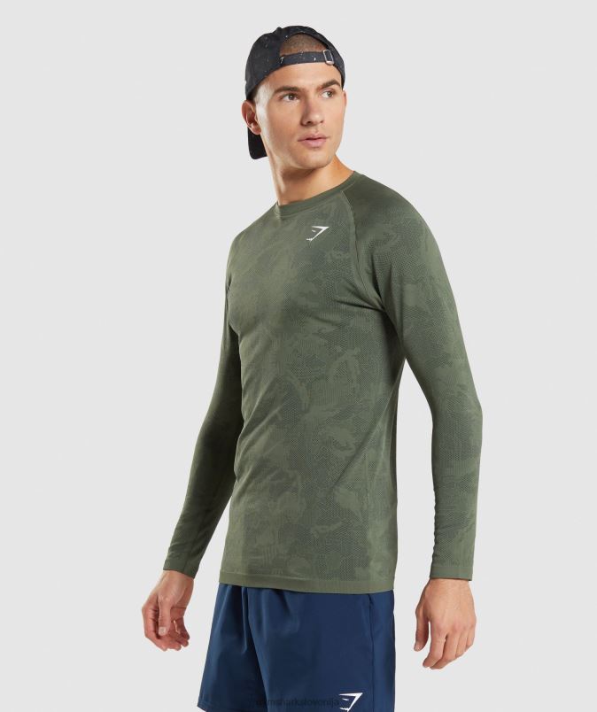 Geo brezšivna majica z dolgimi rokavi moškiGymshark jedro olivno/črno J00L2599