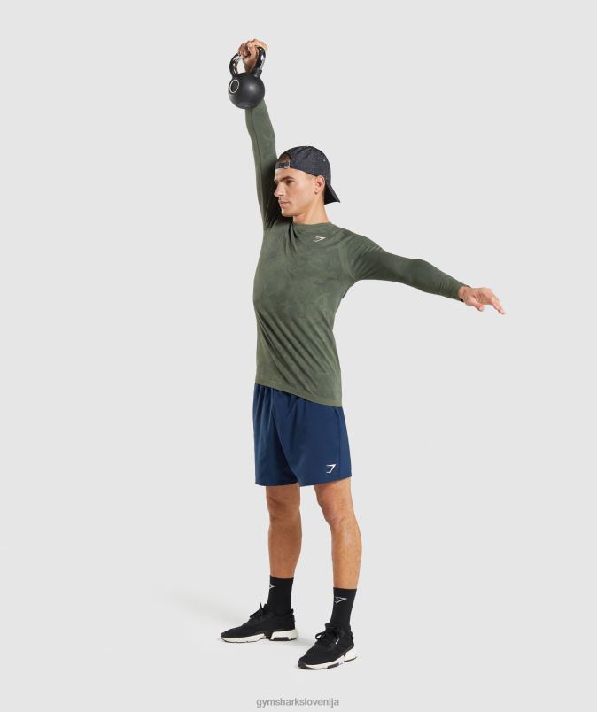 Geo brezšivna majica z dolgimi rokavi moškiGymshark jedro olivno/črno J00L2599