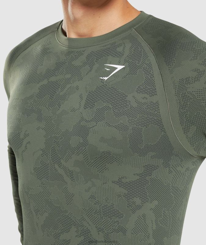 Geo brezšivna majica z dolgimi rokavi moškiGymshark jedro olivno/črno J00L2599