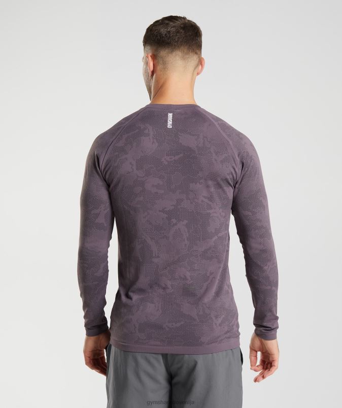 Geo brezšivna majica z dolgimi rokavi moškiGymshark mošus lila/črna J00L2700