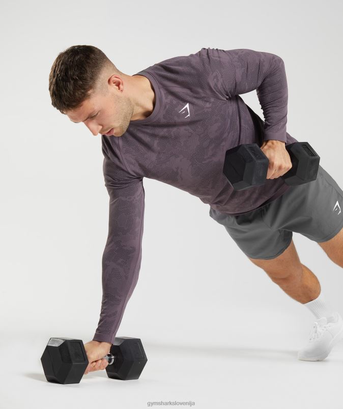 Geo brezšivna majica z dolgimi rokavi moškiGymshark mošus lila/črna J00L2700