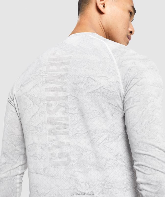 Geo brezšivna majica z dolgimi rokavi moškiGymshark umazano bela/svetlo siva J00L2596
