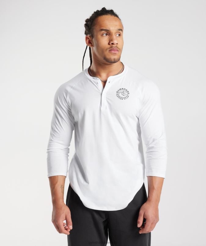 Legacy Henley top moškiGymshark bela J00L2655
